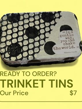 Hand-Painted Polka Dot Trinket Tin in Silver and Black